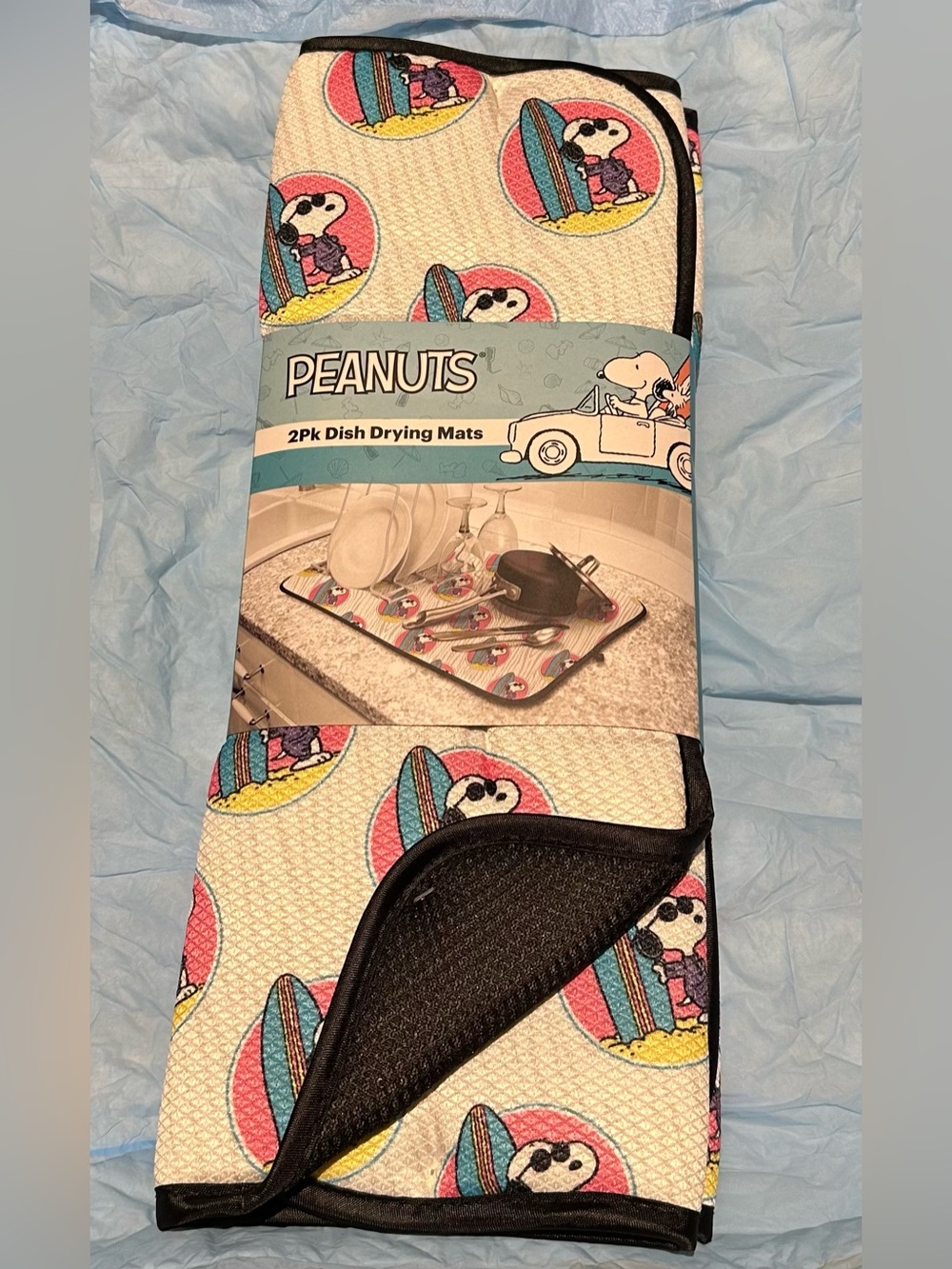 Peanuts Snoopy Surf Dish Drying Mats set of 2 New